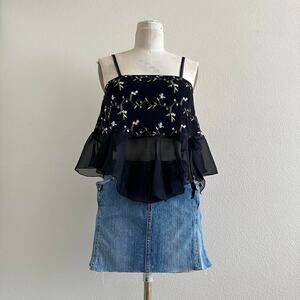 handmade black floral embroidered camisole